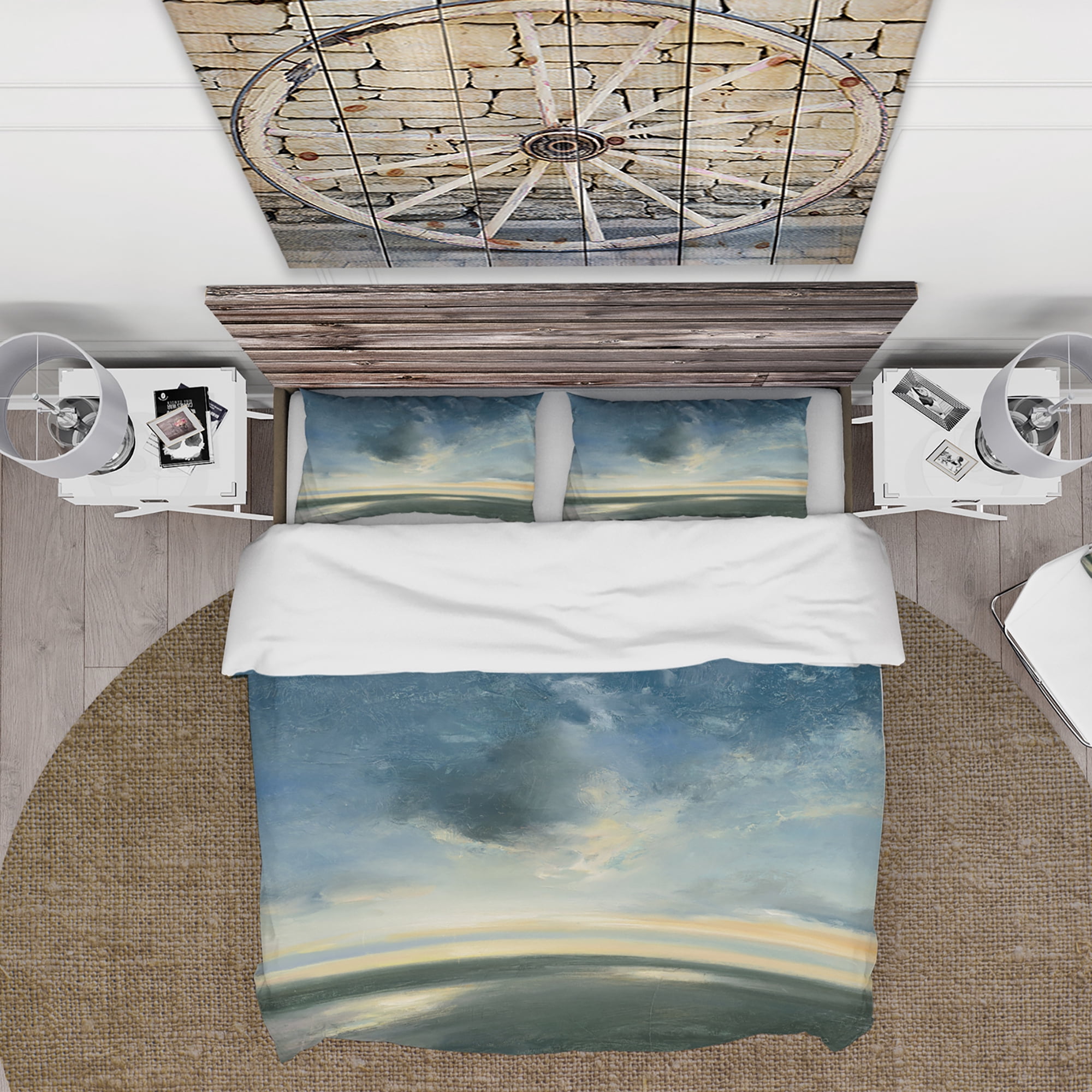 Designart 'Blue Coastal Sunrise' Cottage Duvet Cover Set