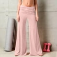 thumbnail image 2 of Pants for Women Coral Fold Over Yoga Pants Solid Wide Leg Loose Fit Ruched Waist Pants for Yoga Sports Everyday Yoga Pants Women, 2 of 8