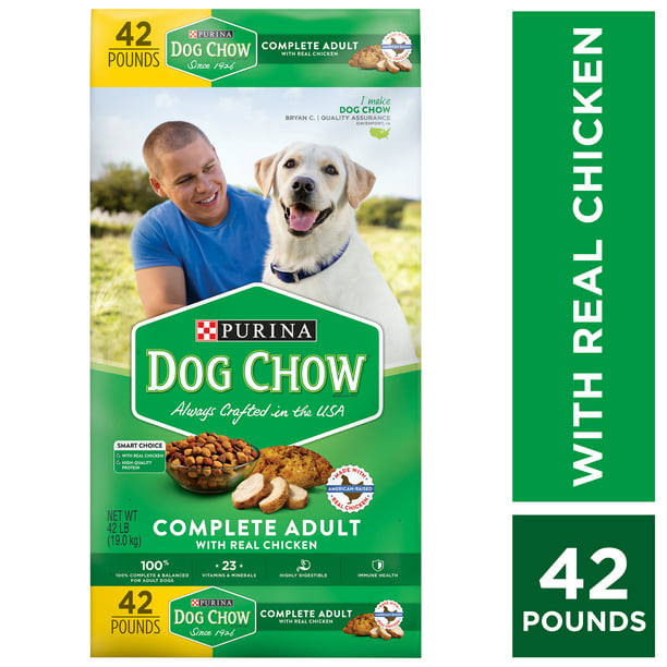 Purina Dog Chow Dry Dog Food, Complete Adult With Real Chicken, 42 lb. Bag  - Walmart.com