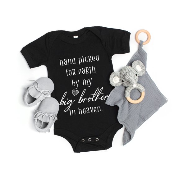 Hand Picked For Earth By My Big Brother In Heaven Onesie, Pregnancy Announcement, Grandpa Grandma Auntie Uncle Onesie, Cute and Cool Baby Bodysuit, Cute Natural Baby Onesie, BABY BODYSUIT LAT 4424