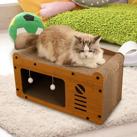 Ximing Cat House for Indoor Cats Scratcher Board Hide Out Anti Scratch Castle Furniture Protection Cat Bed Scratching Board with Toy