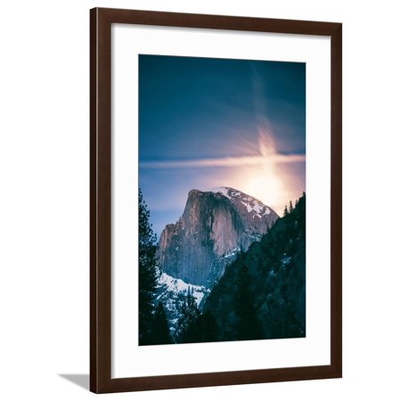 Moon Half Dome Moon Glow, Half Dome, Yosemite National Park, Hiking Outdoors Framed Print Wall Art By Vincent James ()