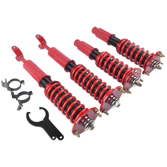 Mustrod 4PCS Full Red Coilovers Struts Shocks Suspension Kit for Honda Prelude 1992-2001 Adjustable