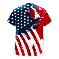 thumbnail image 5 of AOOCHASLIY American Flag Star Women Tops Women Summer Casual Short Sleeve T-Shirt Button Round Neck Independence Day Pullover Blouse Tops, 5 of 5