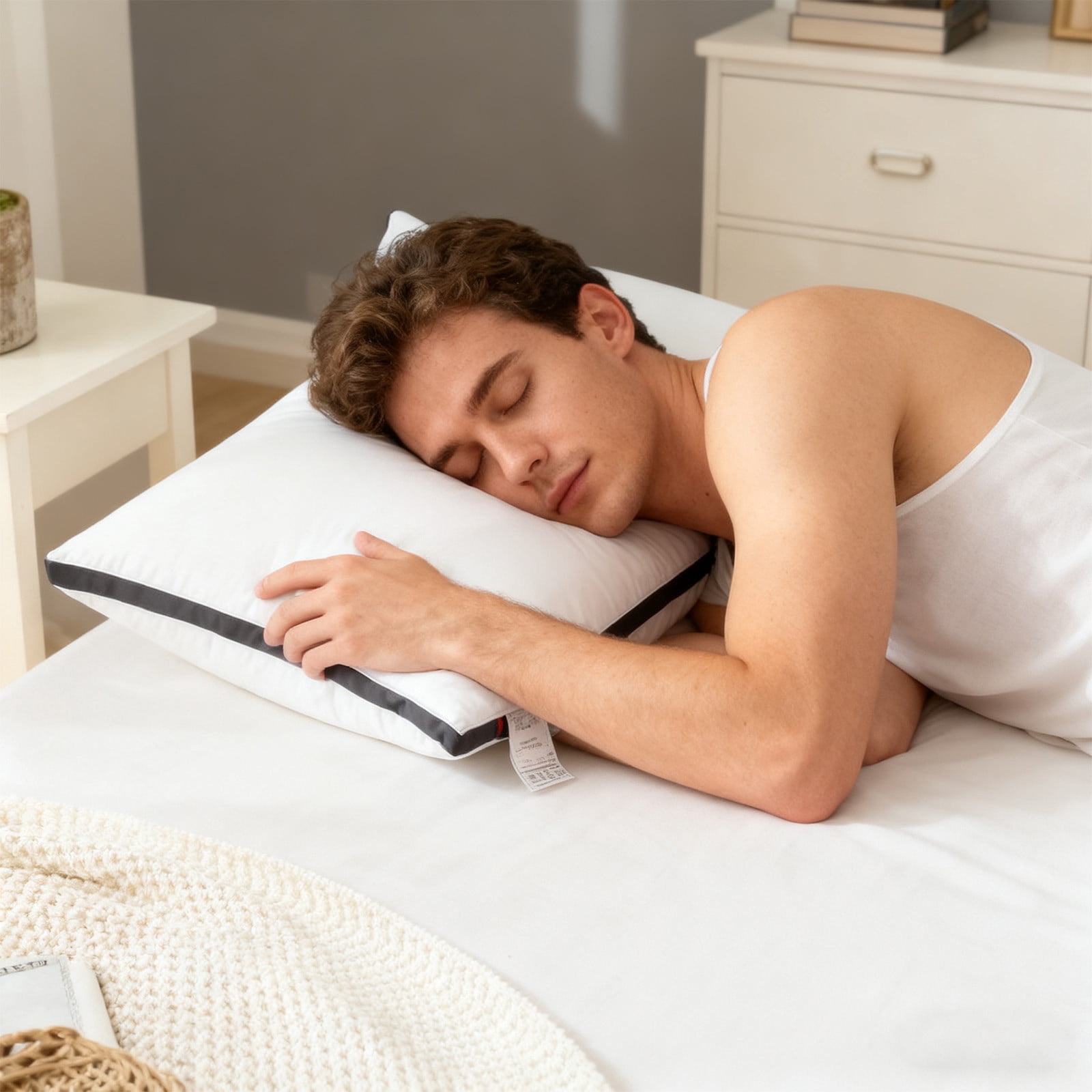 Premium Pillows Standard Size Set of 2, Home Pillow Core - Comfortable and Soft Polyester Bed Pillow for Neck Protection, Ideal for Dorms and Bedrooms, Breathable, Supportive, and Easy Care
