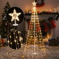 thumbnail image 6 of Brightown LED Christmas Cone Tree Light with Star Topper, 6ft 265 LED Outdoor Lightshow Christmas Tree with 8 Modes Remote, Dimmable Artificial Christmas Tree for Porch Yard Patio Indoor Decorations, 6 of 8