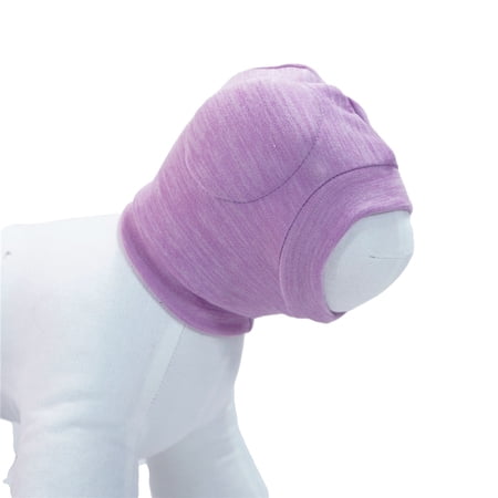 Dog Hood Calming Ear Wrap Quiet Headband Dog Head Cover Ear Fireworks Muffs The Grooming and Force Drying Pet Head Protector for Anxiety Relief Calming Doggy Covers for Noise(Purple L)