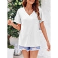 thumbnail image 3 of Womens V Neck TShirts Short Sleeve Loose Casual Summer Tops with Pocket, 3 of 5
