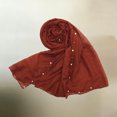 thumbnail image 4 of Fsgntruao Chiffon Sheer Scarf for Women Breathable Solid Color Pearl Trim Wrap Shawl Headscarf Orange,Free Size, 4 of 4