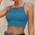 thumbnail image 2 of VNKIDY Womens High Neck Thin Spaghetti Strap Allover Floral Scalloped Lace Built In Pads Slim Fit Casual Bralette Camisole For Ladies Daily Shopping Underlayer Daily Wear XL, 2 of 6
