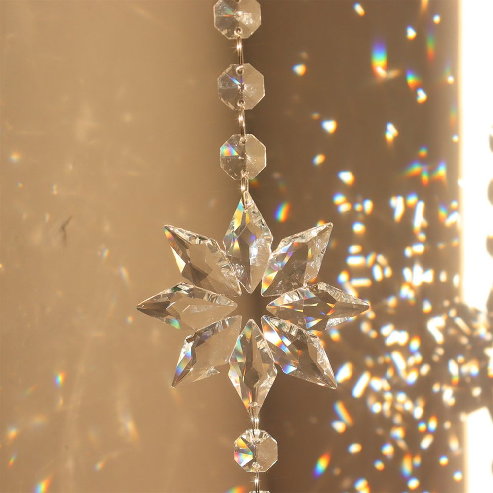 Attrape-rêves Flocon De Neige Avec Prisme - Décoration De Noël Colorée & Brillante - Pour Fenêtre, Jardin, Rideau - 27 Cm - 8