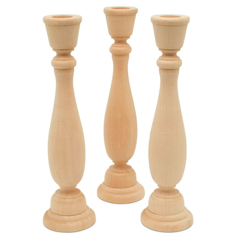 Wooden craft candlesticks deals