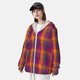 thumbnail image 3 of Balery Orange and Purple Plaid Sudadera ligera de manga larga con capucha y protección solar UPF 50+ para hombre y mujer, ideal para pesca y running-Medium, 3 of 7