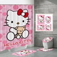 thumbnail image 1 of Fabricantes de fuentes de comercio electrónico transfronterizo Impresión digital 3D Cortina de ducha de baño de poliéster impermeable Hello Kitty Serie 3 fabricantes directos, 1 of 5