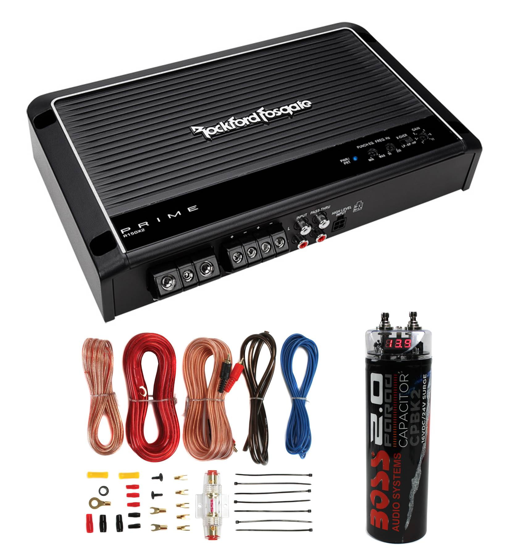 Rockford Fosgate R150X2 2 Channel Amp Car Amplifier + Wiring Kit