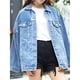 thumbnail image 5 of Chaqueta Vaquera Extragrande de Longitud Media para Mujer, Estilo Motero Azul XXL, 5 of 6