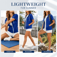 thumbnail image 2 of Tsesme Women's Short Sleeve Zip Hoodies, Lightweight Full Zip Sport Jackets, Loose Casual Drawstring Sweatshirt with Pockets, 2 of 3