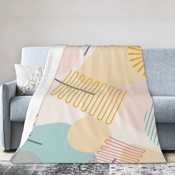 Interesting Line Geometry Throw Blanket, Anti-Pilling Ultra-Soft Micro Fleece Cover Blanket for Bed Sofa, for All Seasons, 50"x40"