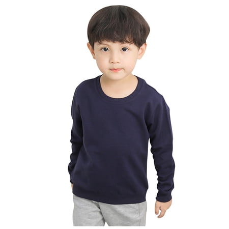 Kiijoy Toddler Boys Sweatshirt Unisex Solid Color Crewneck Pullover Sweatshirt Sizes 1-2