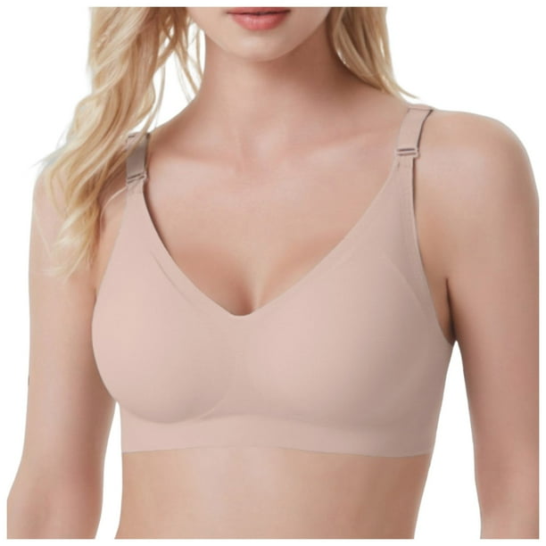 Sujetador transparente con tirantes para mujer - Tirantes convertibles sin espuma y sin cordones para la espalda