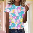 thumbnail image 2 of Yxbdin Womens Easter Shirts for Women Crew Neck Short Sleeve T Shirts Crew Neck Bunny Graphic Tee Casual Easter Eggs Print Tops Dark Blue M, 2 of 6