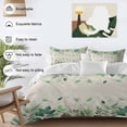 thumbnail image 3 of Green Leaf Bedding Duvet Cover Set Queen Size 4 Pieces Pastoral Plant Summer Leaf Vintage Linen Bedding Set with Zipper Closure, 1 Comforter Cover 90x92 Inches 1 Flat Sheet & 2 Pillow Cases, 3 of 7