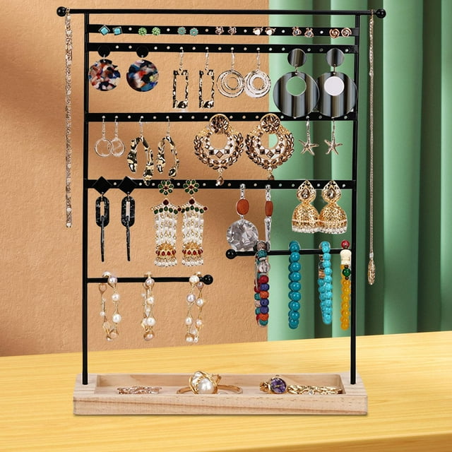 Organizador de joyas Macarena soporte para exhibición de pendientes bandeja de madera