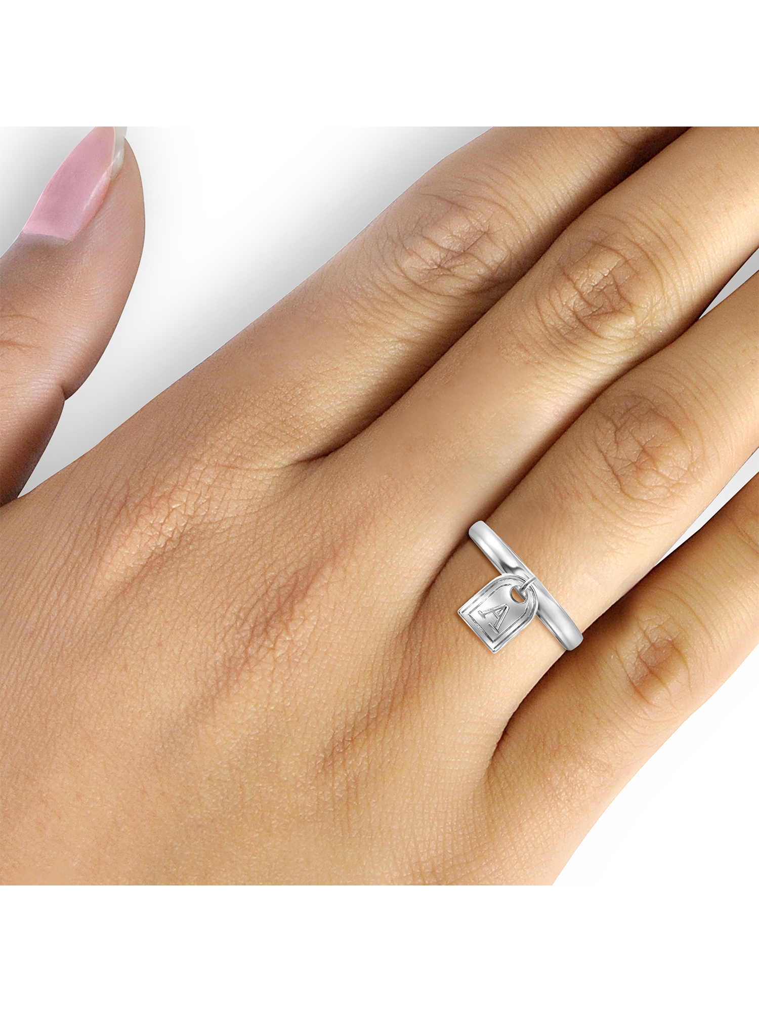 JewelersClub Initial Letter Ring for Women | Customizable Sterling Silver "A" Alphabet Monogram Ring for Girls | Cursive Script Capital Letters | Personalized Jewelry Gift for Her
