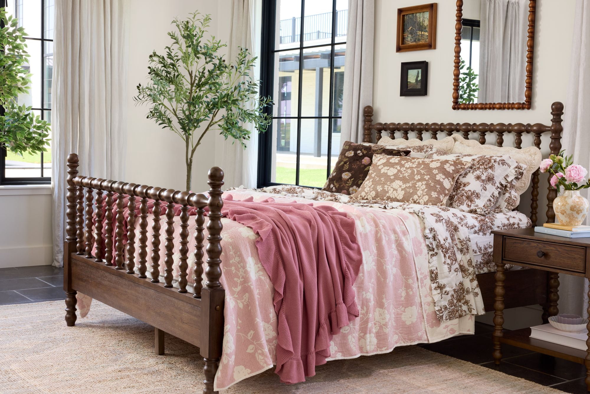 The Pioneer Woman Ruffle Knit Oversized Couch Throw Blanket, Pink, 50 x 72 in