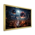 thumbnail image 2 of Designart "Landscape with Three Moons Orange and Black II" Astronomy & Space Framed Wall Art Decor - Modern Orange Planets Hallway Framed Wall Art Decor, 2 of 6