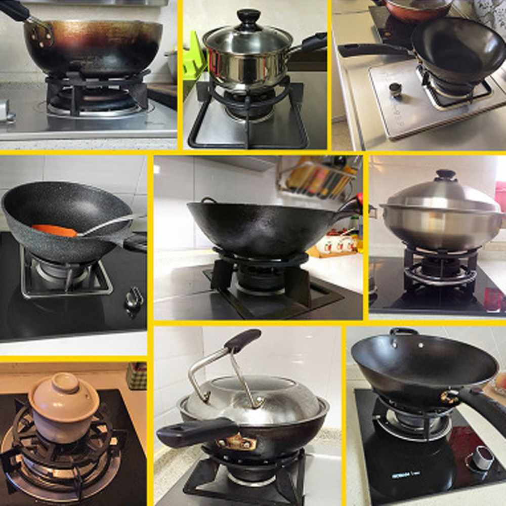 1x Cast Iron Wok Pan Support Rack Stand For Burners Gas Hobs//Cookers Black#