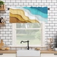 thumbnail image 5 of Modern Ombre Stripes Boho kitchen Curtains Valances for Windows Blue Turquoise Brown Grey Mid Century Valance Rod Pocket Window Curtain 1 Panel for Spring Summer Window Treatment Decorations 54x18inch, 5 of 6
