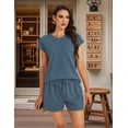 thumbnail image 2 of FOLUNSI Womens Two Piece Sets Casual Cap Sleeve with shorts Lounge Set Vacation Outfits Pajama Sets with Pocket S-XXL, 2 of 8