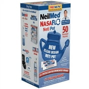 NeilMed NasaFlo Clear Neti-Pot Nasal Wash System with 50 Premixed Packets
