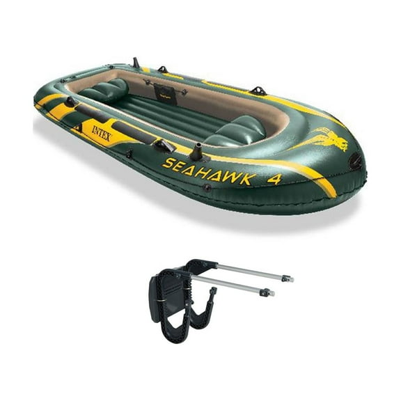 Intex Seahawk 4 Inflatable Boat Set   Oars/Pump/Motor Mount | 68351E  68624E