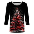 thumbnail image 4 of 2026 ! asdoklhq Plus Size Christmas Clothing, Women's Fashion Tees Casual Crewneck 3/4 Sleeve Loose T Shirt Ladies Tops Blouses Shirts, 4 of 5
