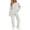 White, variant on ABSUYY Womens 2 Piece Lounge Set Oversized Fleece Long Sleeve Crew Neck Straight Leg Pants Loungewear Blue,Size Free Size