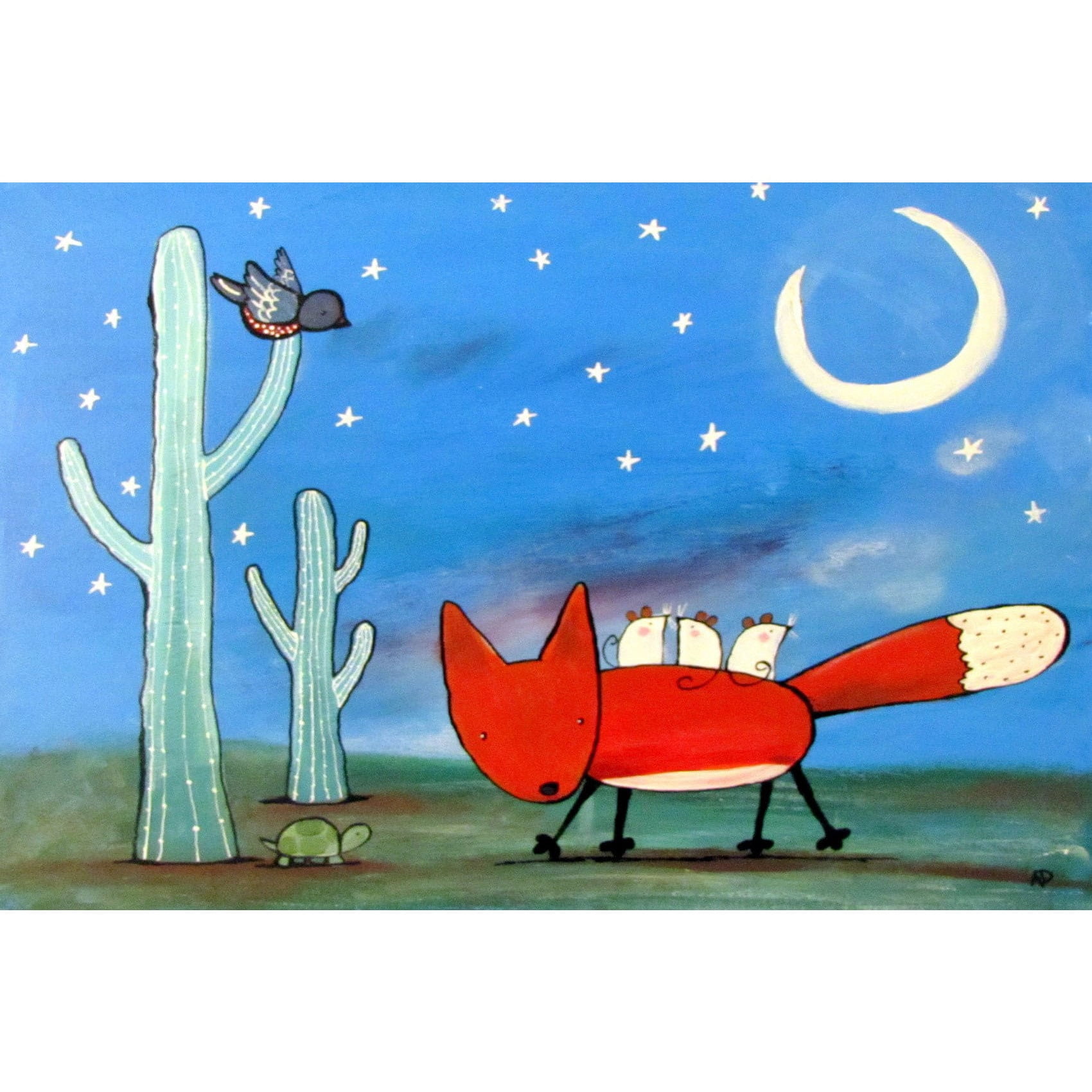 Marmont Hill "Fox Ride" by Andrea Doss Painting Print on Wrapped Canvas