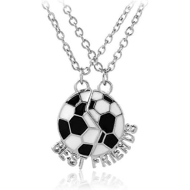 Football necklace, football, friendship panda, two-part sports necklace (metal)