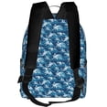thumbnail image 3 of Lsque Sea Water Wave Pattern Backpack – School Travel Canvas Daypack with Ergonomic Padded Straps, Multiple Compartments & Leather Handle, 3 of 5