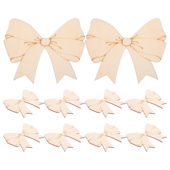 Pretyzoom 10Pcs Beige Wooden Bowknot Cutouts Blank Wood Pieces for Crafting Supplies