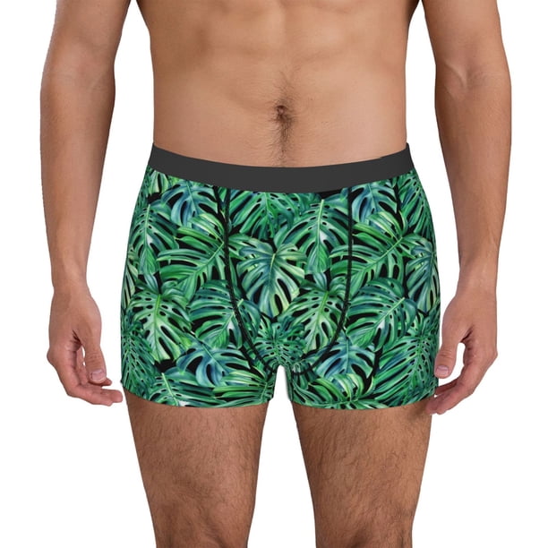 Balery Monstera Leaves Calzoncillos bóxer para hombre, ropa interior de algodón suave y transpirable con cinturilla de nailon-Medium