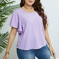 thumbnail image 7 of Wycnly Summer Tops for Women Summer Tops for Women Plus Size Ruffle Sleeve Comfy Breathable Blouses 2025 Fashion Solid Tops Ladies Round Neck Short Sleeve Tunic Top, 7 of 7