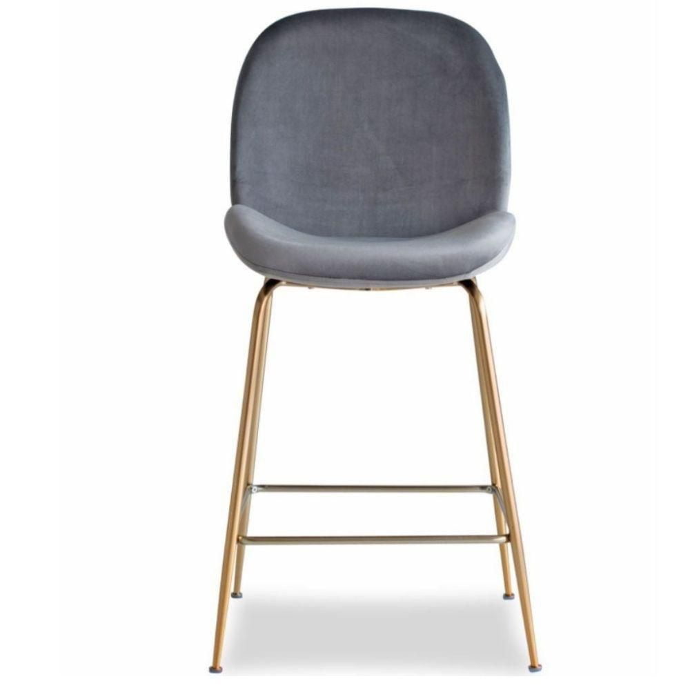 Take Me Home Velvet Stool with Gold Legs Set of 2 Comfortable Velvet Stools with Footrest for Kitchens, Bars, and Contemporary Spaces