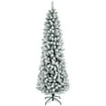 thumbnail image 1 of HOMCOM 7ft Flocked Pencil Artificial Christmas Tree with Steel Base, Green, 1 of 10
