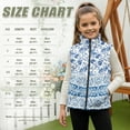thumbnail image 6 of Xoenoiee Blue Rose Floral Print Vest Zip Up Jacket Sleeveless Stand Collar with Pockets Toddler Girls Fleece Vest Fall Winter Warm Outerwear, 4T, 6 of 7