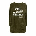 thumbnail image 4 of Women's Winter Long Sleeve Shirts Fleece Thermal Crewneck Letter Printed Thick Casual Loose Pullover Tops with Pockets (M, Army Green), 4 of 4