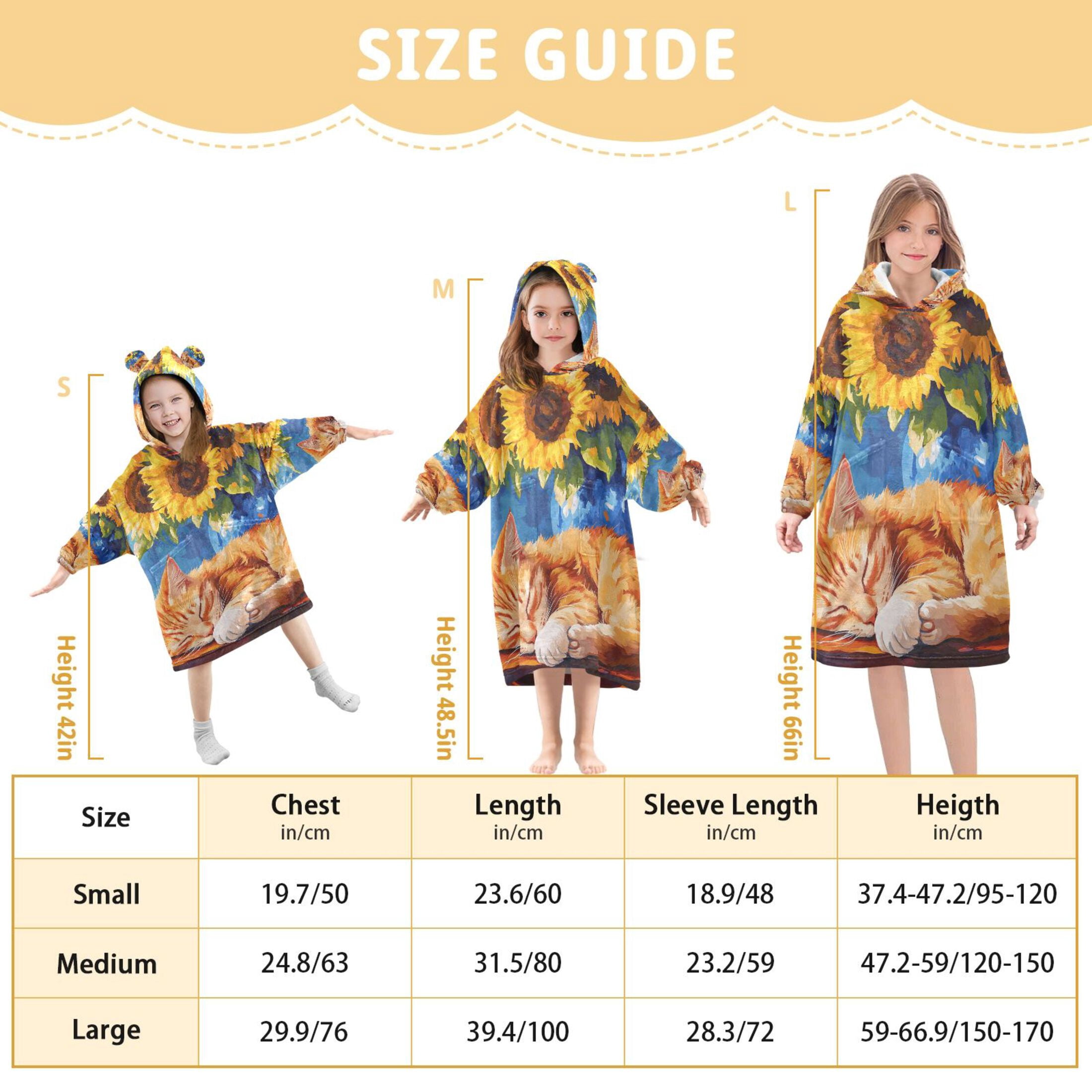 YAZAOO Kids Wearable Blanket Hoodie Warm and Cozy Sunflower Dreams Flannel Sweatshirt