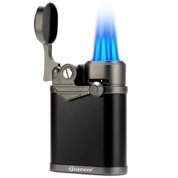 Cigar Lighter Inflatable Windproof Straight Blue Flame Cigarette Holder Design Alloy Lighter With Cigar Drill