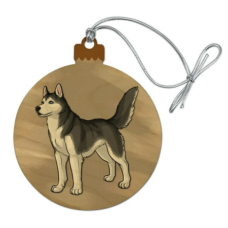 - Siberian Husky Pet Dog Wood Christmas Tree Holiday Ornament